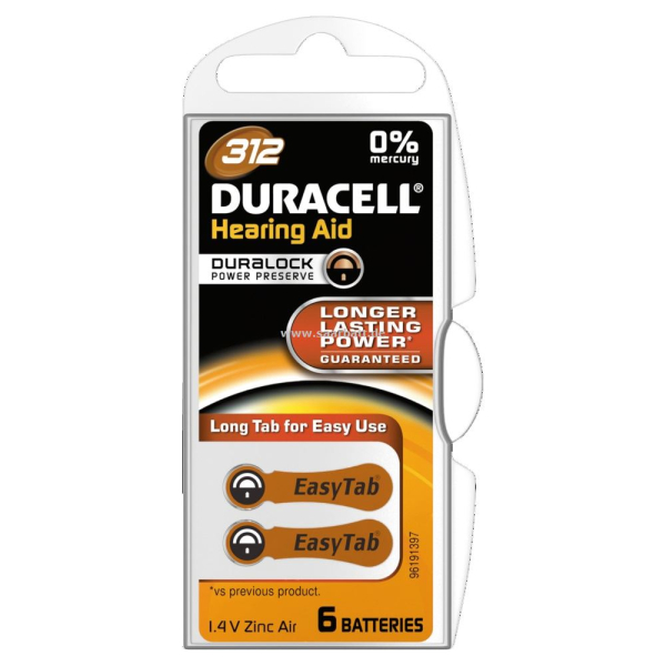 DURACELL Hörgerätebatterie EasyTab, Typ 312