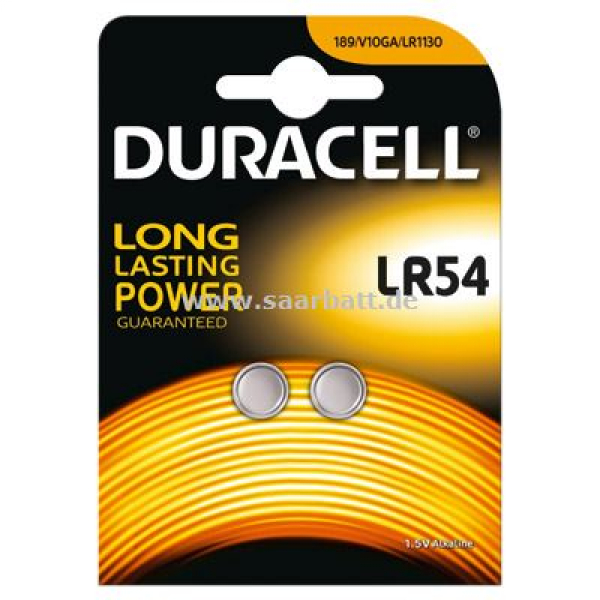 DURACELL Knopfzelle, LR54, 2er Pack