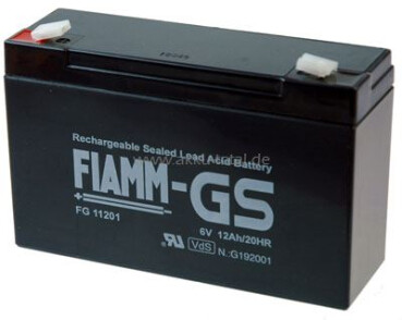 FIAMM Blei-Akku, FG11201, FG11202, 6V, 12Ah